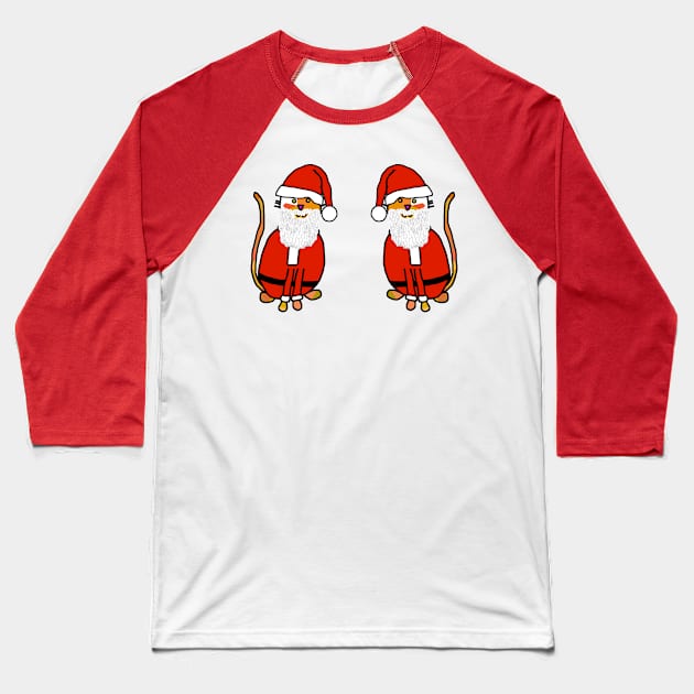 Santa Cat Christmas Duo Baseball T-Shirt by ellenhenryart